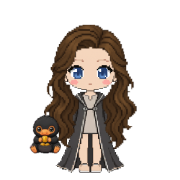 Pocket Niffler, beside a witch in charcoal robes