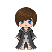 Side-Swept Fringe hairstyle, shown on a wizard in charcoal robes