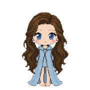 Frostweave Robes, shown on a witch with long wavy brown hair