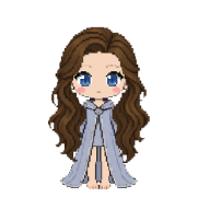 Moonsilk Robes, shown on a witch with long wavy brown hair