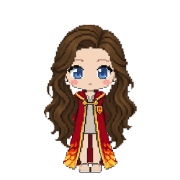 Phoenix Robes, shown on a witch with long wavy brown hair