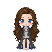 Ravenclaw Robes, shown on a witch with long wavy brown hair