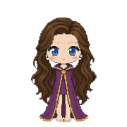 Wizengamot Robes, shown on a witch with long wavy brown hair