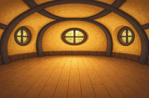 Hufflepuff Dorm, an empty room with no furniture placed yet