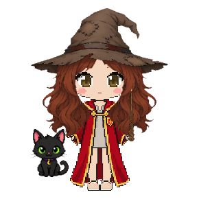 Avatar: Witch · Scarlet Robes, Hat & Hair, Black Cat, Ebony Wand