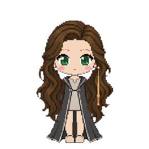 Avatar: Witch · Charcoal Robes, Long Wavy, Oak Wand