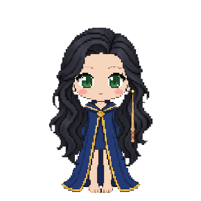 Avatar: Witch · Sapphire Robes, Long Wavy, Oak Wand