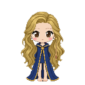 Avatar: Witch · Sapphire Robes, Long Wavy, Oak Wand
