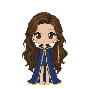 Avatar: Witch · Sapphire Robes, Long Wavy, Oak Wand