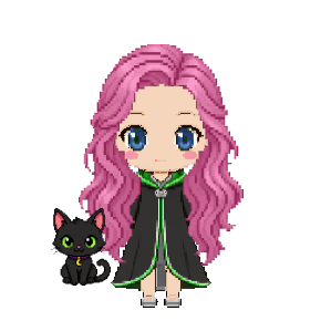 Avatar: Wix · Slytherin Robes, Long Wavy, Black Cat