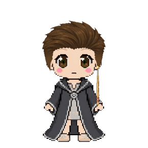 Avatar: Wizard · Charcoal Robes, Undercut, Oak Wand
