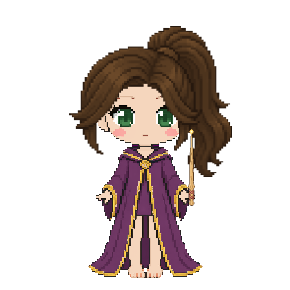 Avatar: Witch · Wizengamot Robes, Ponytail, Oak Wand