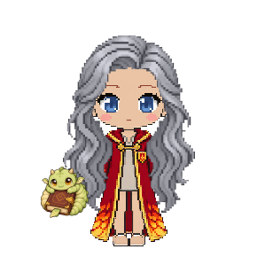Avatar: Witch · Phoenix Robes, Long Wavy, Bookwyrm Hatchling