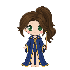 Avatar: Witch · Sapphire Robes, Ponytail, Oak Wand