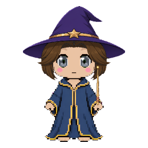 Avatar: Wizard · Sapphire Robes, Hat & Hair, Oak Wand
