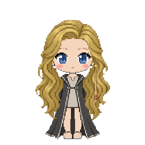 Avatar: Witch · Charcoal Robes, Long Wavy, Oak Wand