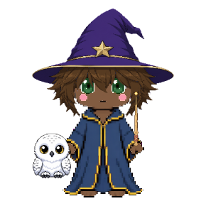 Avatar: Wizard · Sapphire Robes, Hat & Hair, Snowy Owl, Oak Wand