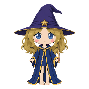 Avatar: Witch · Sapphire Robes, Hat & Hair, Oak Wand