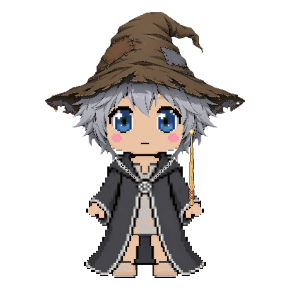 Avatar: Wizard · Charcoal Robes, Hat & Hair, Oak Wand