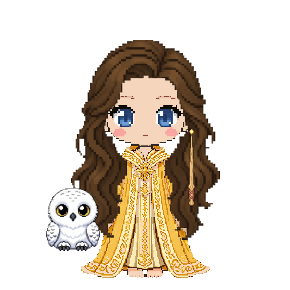 Avatar: Witch · Gilded Robes, Long Wavy, Snowy Owl, Oak Wand
